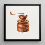 Copper Coffee Grinder - Hardin Walsh 1930s Kitchen Art Print / Canvas, 12x12’’ / 31x31cm / Black Frame, Posters Prints & Visual Artwork,