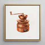 Copper Coffee Grinder - Hardin Walsh 1930s Kitchen Art Print / Canvas, 12x12’’ / 31x31cm / Natural Frame, Posters Prints & Visual Artwork,