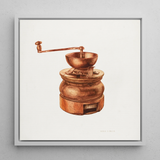 Copper Coffee Grinder - Hardin Walsh 1930s Kitchen Art Print / Canvas, 12x12’’ / 31x31cm / White Frame, Posters Prints & Visual Artwork,
