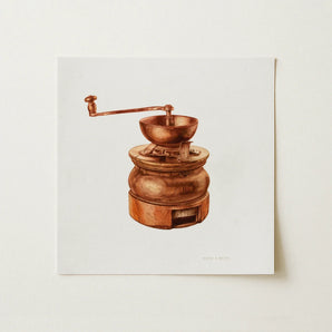 Copper Coffee Grinder - Hardin Walsh 1930s Kitchen Art Print / Canvas Watercolor Illustration Vintage Copper Coffee Grinder Hand Crank