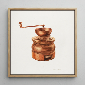 Copper Coffee Grinder - Hardin Walsh 1930s Kitchen Art Print / Canvas Watercolor Painting Vintage Wooden Handle Walsh’s, Prints