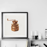 Copper Coffee Grinder - Hardin Walsh 1930s Kitchen Art Print, Copper-colored Manual Coffee Grinder Crank Handle