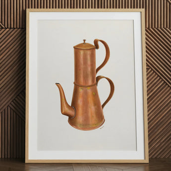 Copper Coffee Pot - Ray Price 1930s Kitchen Art Print / Canvas, 24x32’’ / 61x81cm / Natural Frame / Matboard, Posters Prints & Visual