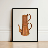 Copper Coffee Pot - Ray Price 1930s Kitchen Art Print / Canvas Detailed Illustration Vintage Percolator Two Handles Resplendent, Artistry,