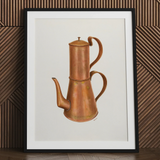 Copper Coffee Pot - Ray Price 1930s Kitchen Art Print / Canvas Vintage-style Copper Coffee Percolator Polished Metallic Finish Dual
