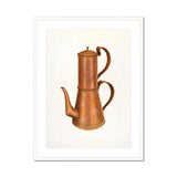 Copper Coffee Pot - Ray Price 1930s Kitchen Art Print, Copper Coffee Pot Stacked Two-tier Design Curved Spout
