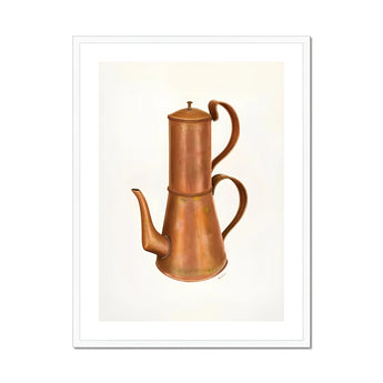 Copper Coffee Pot - Ray Price 1930s Kitchen Art Print, Copper Coffee Pot Stacked Two-tier Design Curved Spout