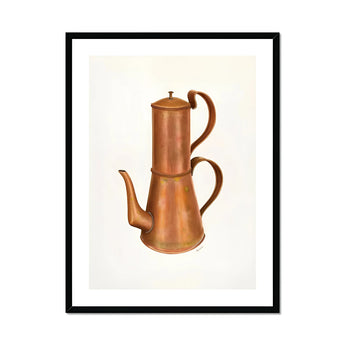 Copper Coffee Pot - Ray Price 1930s Kitchen Art Print, Copper Coffee Pot Stacked Two-tiered Design Curved Spout
