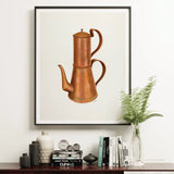 Copper Coffee Pot - Ray Price 1930s Kitchen Art Print, Copper Coffee Pot Teapot Stacked Design Two Sections