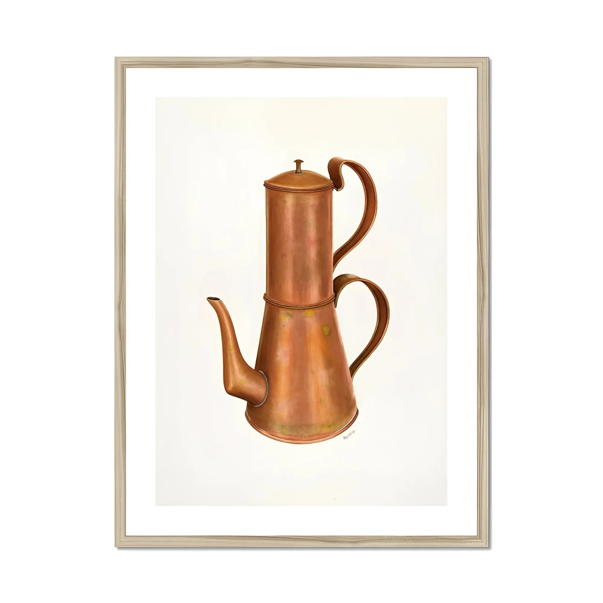 Copper Coffee Pot - Ray Price 1930s Kitchen Art Print, Vintage Copper Coffee Pot Two Stacked Chambers Spout