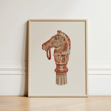 Copper Hitching Post - Gerard Barnett Horse Art Print / Canvas Framed Artwork Reddish-brown Vintage-style Head Sculpture Intricate
