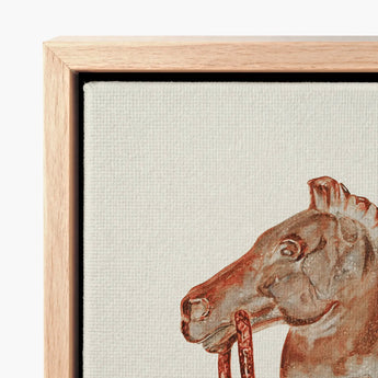 Copper Hitching Post - Gerard Barnett Horse Art Print / Canvas Rustic Wooden-framed Watercolor-style Depiction Horse’s Head Decorative,