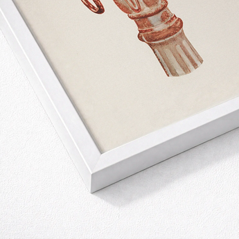 Copper Hitching Post - Gerard Barnett Horse Art Print / Canvas White Framed Vintage-style Illustration Ornate Reddish-brown Decorative,