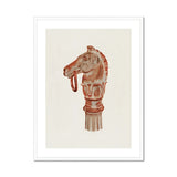 Copper Hitching Post - Gerard Barnett Horse Art Print, Horse Head-shaped Decorative Cane Stick Handle Reddish-brown Tone