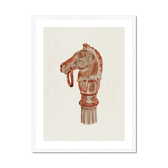 Copper Hitching Post - Gerard Barnett Horse Art Print, Horse Head-shaped Decorative Cane Stick Handle Reddish-brown Tone