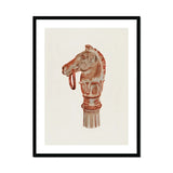 Copper Hitching Post - Gerard Barnett Horse Art Print, Horse Head-shaped Decorative Finial Post Topper Rendered Reddish-brown
