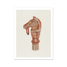 Copper Hitching Post Gerard Barnett Horse Art Print, Horse Shaped Decorative Finial Carved Reddish Brown Tone