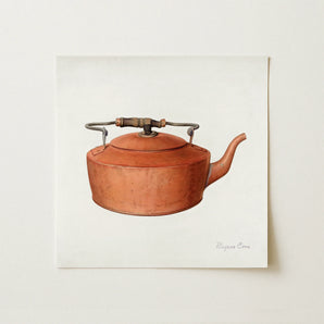 Copper Tea Kettle - Eugene Croe 1930s Kitchen Art Print / Canvas, 12x12’’ / 31x31cm / Unframed / no Border, Posters Prints & Visual