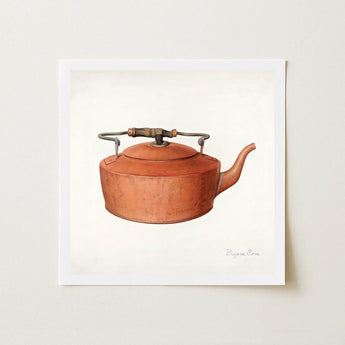 Copper Tea Kettle - Eugene Croe 1930s Kitchen Art Print / Canvas Watercolor Illustration Vintage Dark Metal Handle Croe’s Mesmerizing,