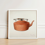 Copper Kettle Wooden Handle Metal Spout Framed White Eugene Croe’s Mesmerizing 1930s, Tea Print