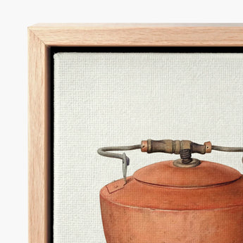 Terracotta-colored Ceramic Kettle Wooden Handle Metal Accents Eugene Croe’s Mesmerizing 1930s, Copper Tea Print