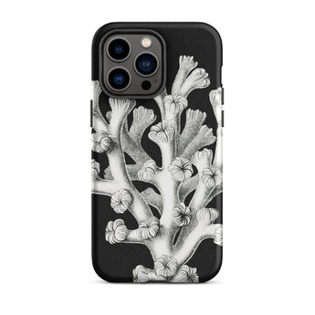 Coral - Ernst Haeckel Marine Life Illustration Iphone Case, 14 Pro Max / Matte, Black Phone Case Coral Design
