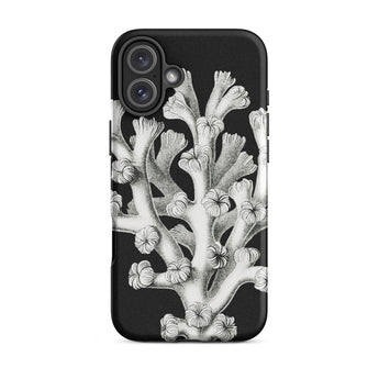 Coral - Ernst Haeckel Marine Life Illustration Iphone Case, 16 Plus / Matte, Black Phone Case Coral Design