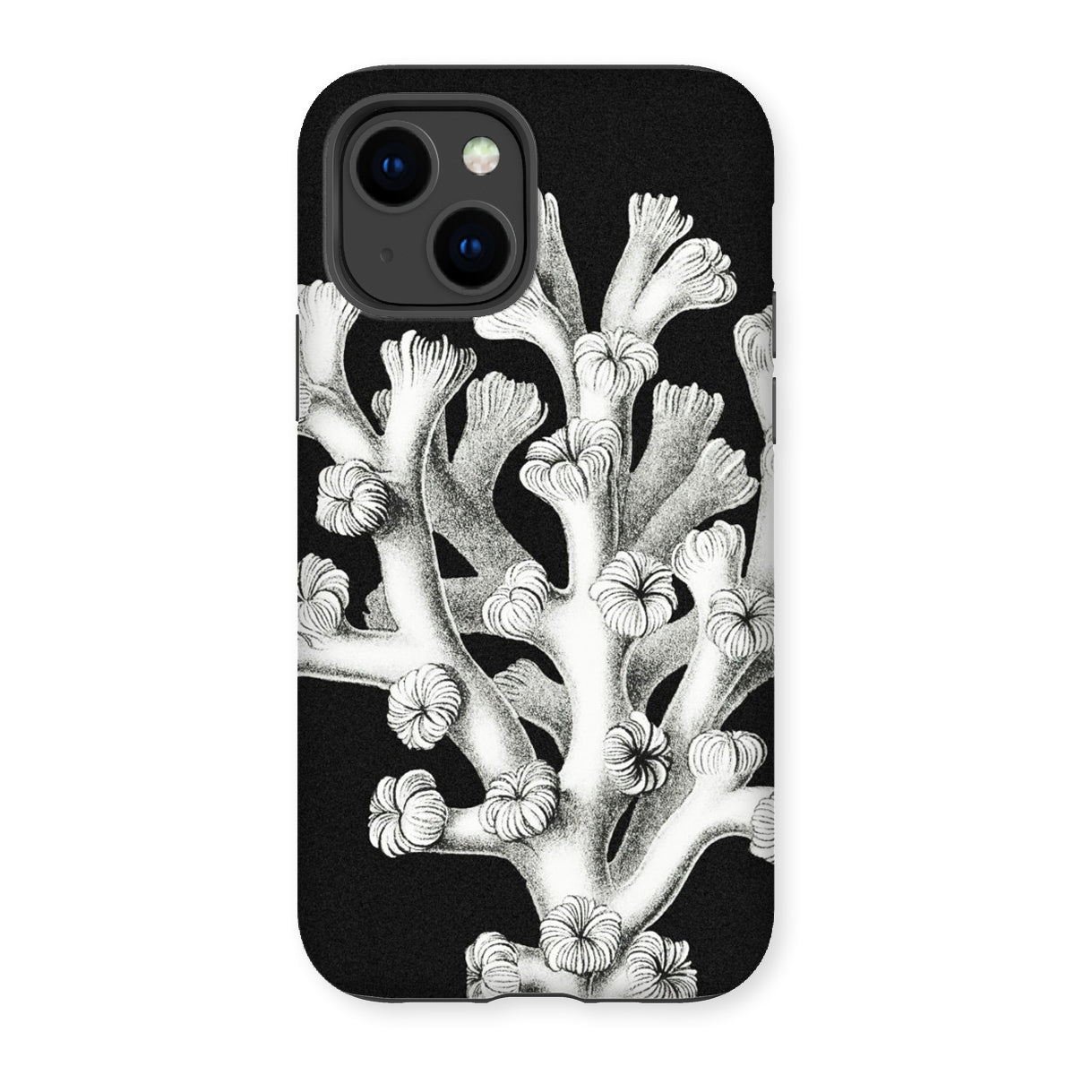 Coral - Ernst Haeckel Marine Life Illustration Iphone Case, Black Phone Case Coral Design