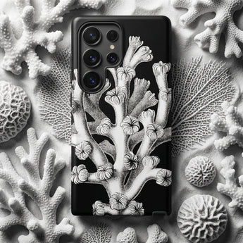 Coral - Ernst Haeckel Marine Life Illustration Phone Case Black Phone Case Detailed White Coral Illustration Ernst Haeckel, Haeckel’s