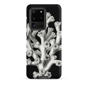 Coral - Ernst Haeckel Marine Life Illustration Phone Case Samsung Galaxy S20 Ultra / Matte Black Phone Case Detailed White Botanical