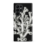 Coral - Ernst Haeckel Marine Life Illustration Phone Case Samsung Galaxy S22 Ultra / Matte Black Phone Case Detailed White Botanical
