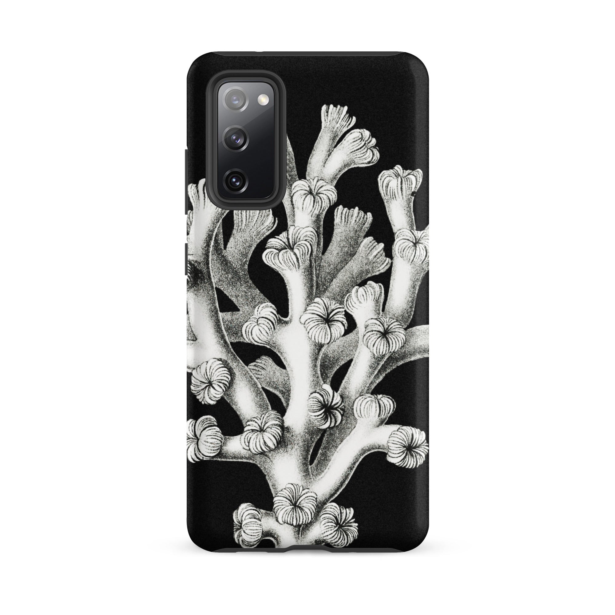 Coral Ernst Haeckel Marine Life Illustration Samsung Case, Galaxy S20 Fe / Matte, Black Phone Case White Coral Design