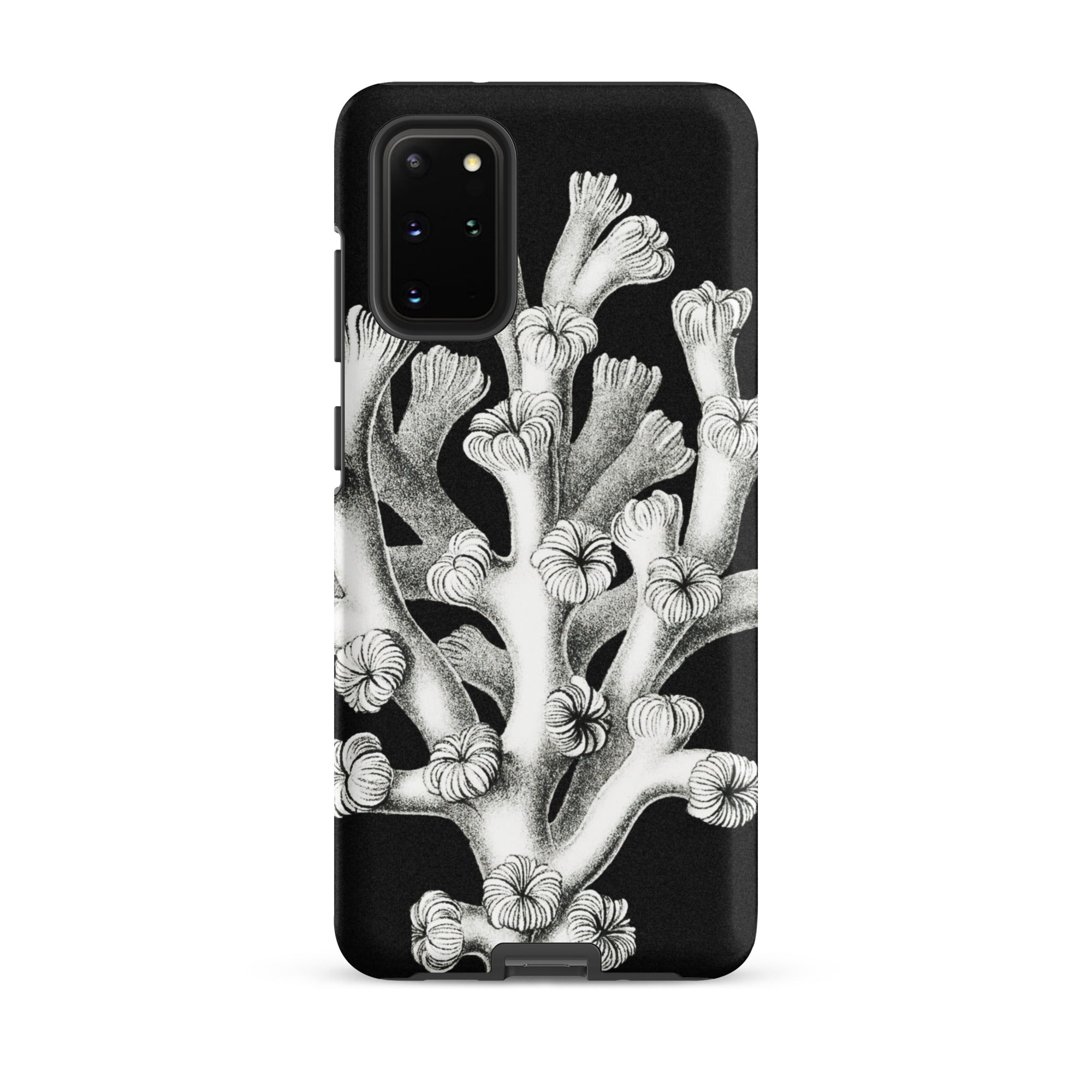 Coral Ernst Haeckel Marine Life Illustration Samsung Case, Galaxy S20 Plus / Matte, Black Smartphone Case White Coral Design