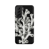Coral - Ernst Haeckel Marine Life Illustration Samsung Case, Galaxy S21 Fe / Matte, Black Smartphone Case White Coral Illustration