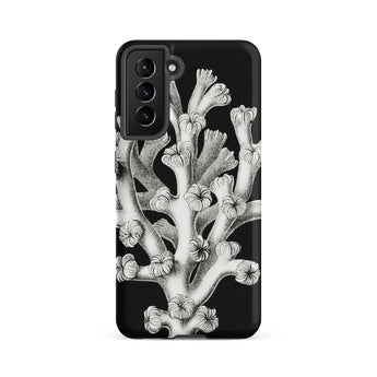 Coral - Ernst Haeckel Marine Life Illustration Samsung Case, Galaxy S21 Fe / Matte, Black Smartphone Case White Coral Illustration