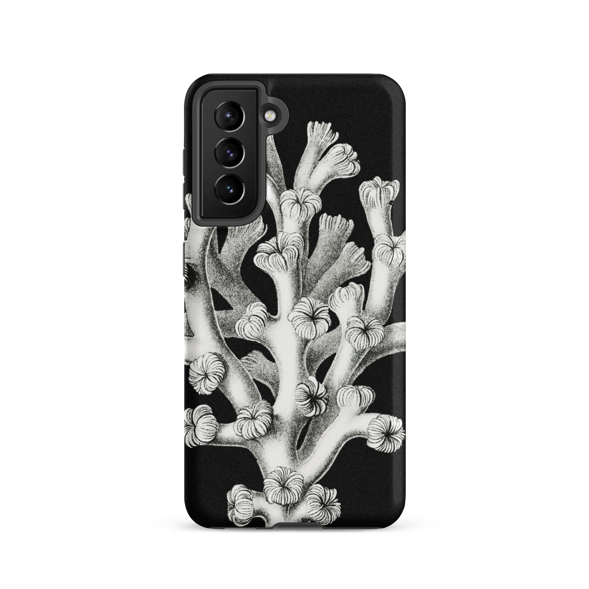 Coral Ernst Haeckel Marine Life Illustration Samsung Case, Galaxy S21 / Matte, Black Phone Case White Coral Illustration