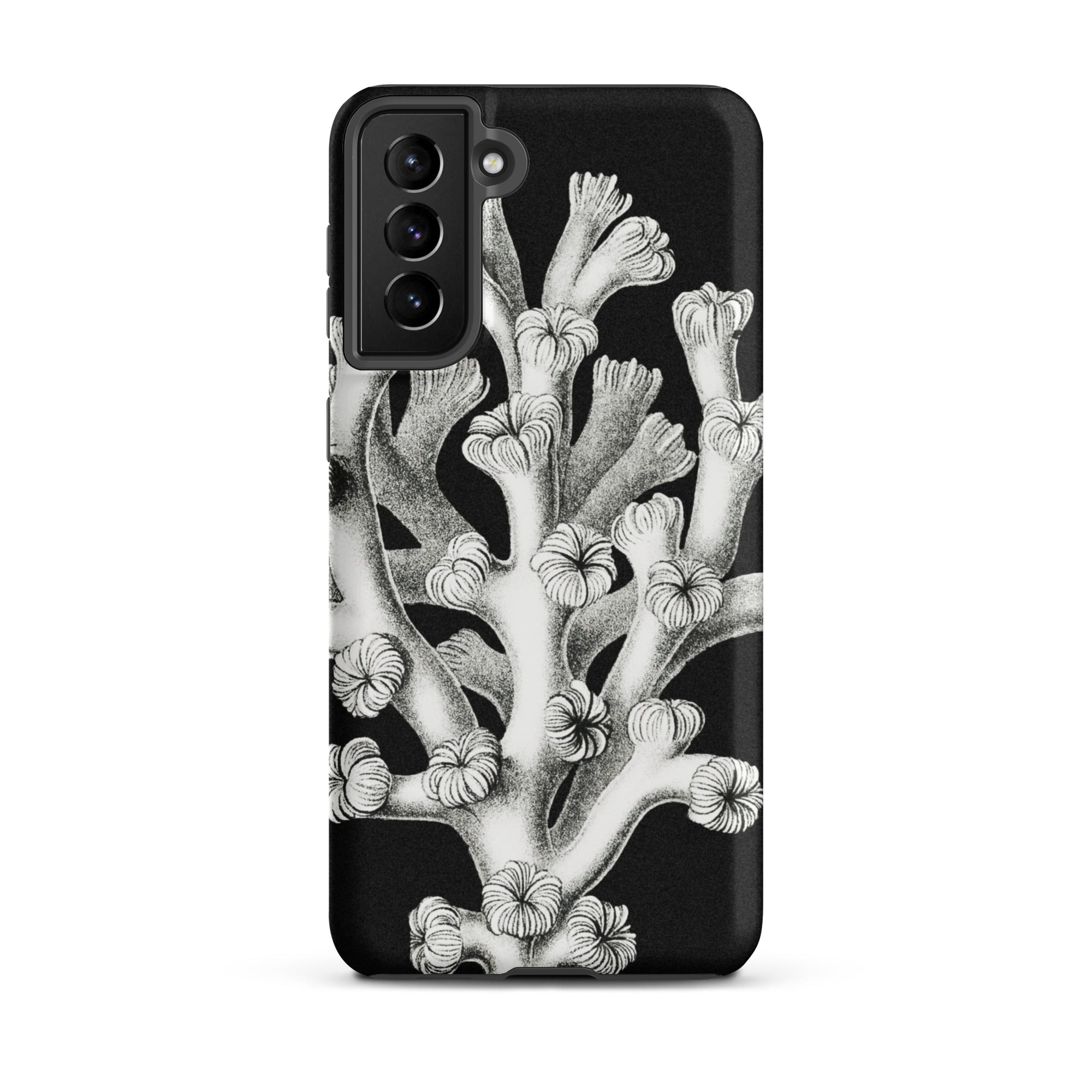 Coral Ernst Haeckel Marine Life Illustration Samsung Case, Galaxy S21 Plus / Matte, Black Phone Case White Coral Design