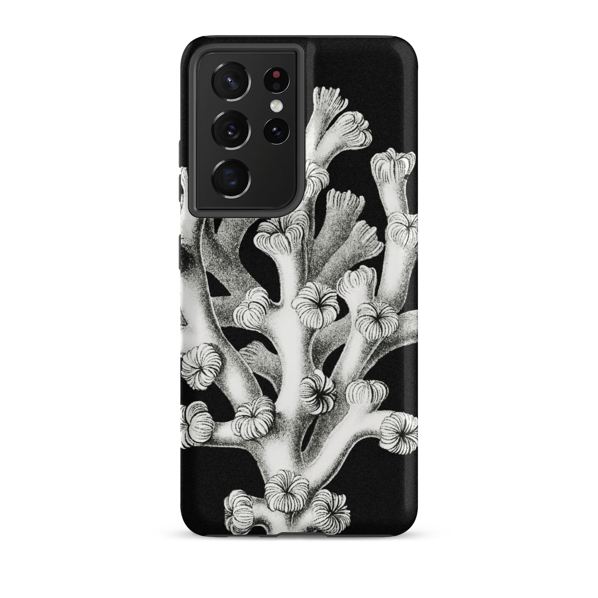 Coral Ernst Haeckel Marine Life Illustration Samsung Case, Galaxy S21 Ultra / Matte, Black Phone Case White Coral Design