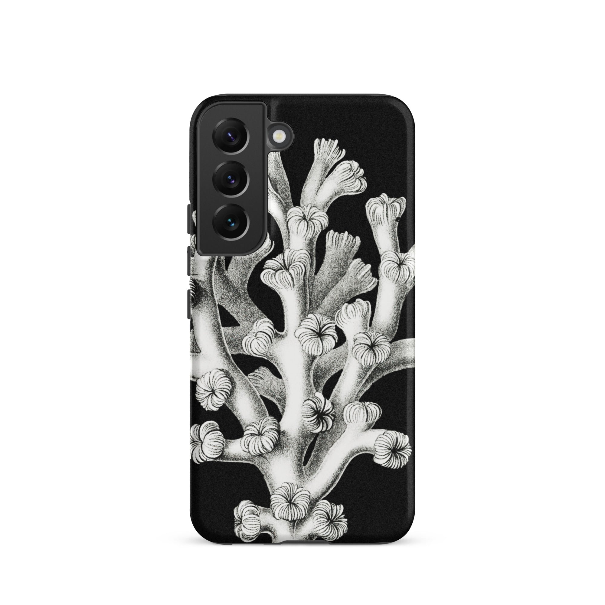 Coral Ernst Haeckel Marine Life Illustration Samsung Case, Galaxy S22 / Matte, Black Phone Case White Coral Illustration