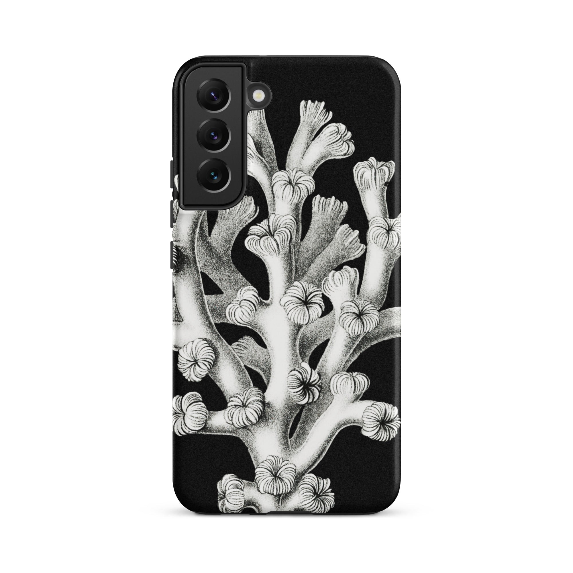 Coral Ernst Haeckel Marine Life Illustration Samsung Case, Galaxy S22 Plus / Matte, Black Smartphone Case White Coral Illustration