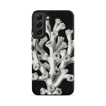 Coral - Ernst Haeckel Marine Life Illustration Samsung Case, Galaxy S22 Plus / Matte, Black Smartphone Case White Coral Illustration