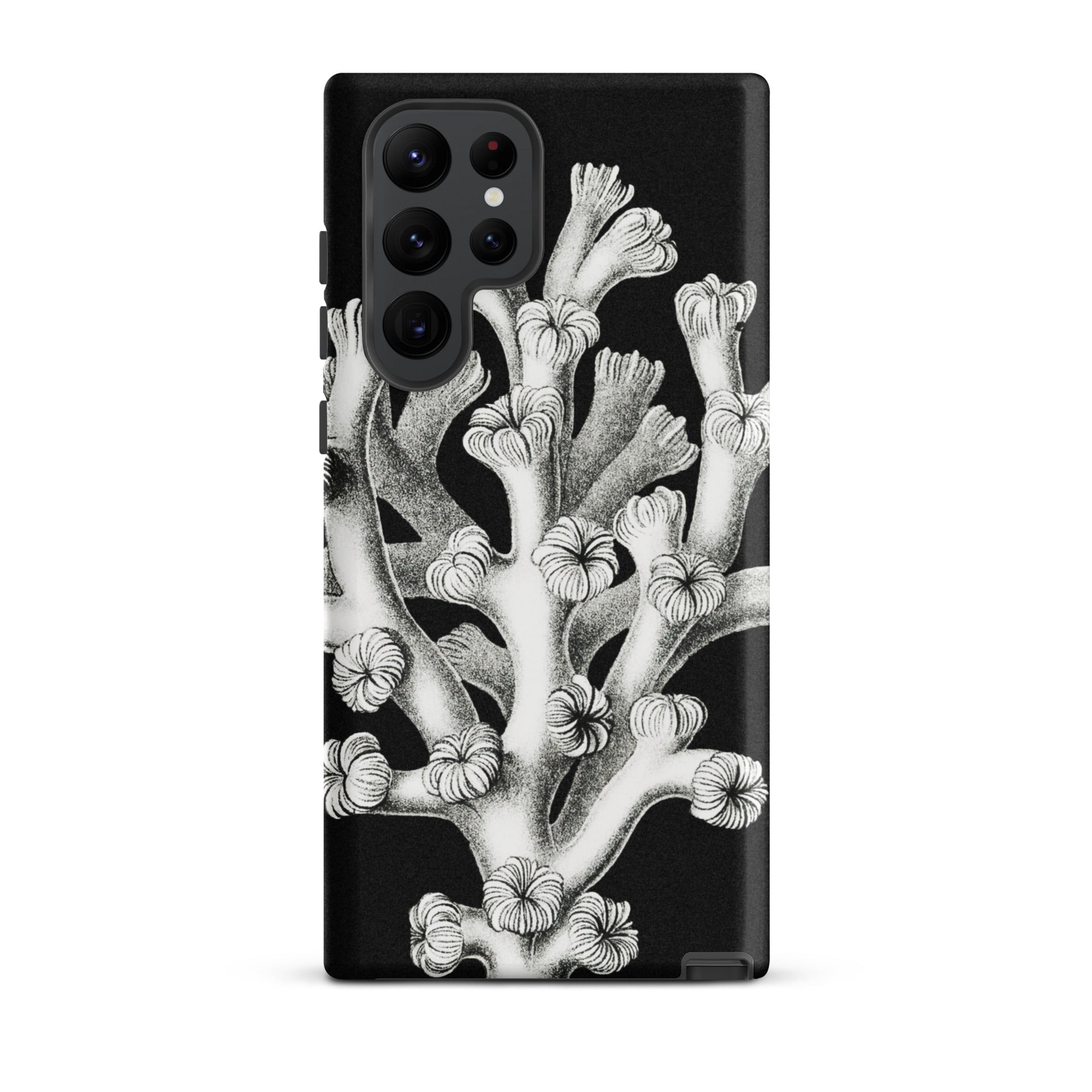 Coral Ernst Haeckel Marine Life Illustration Samsung Case, Galaxy S22 Ultra / Matte, Black Phone Case White Coral Design