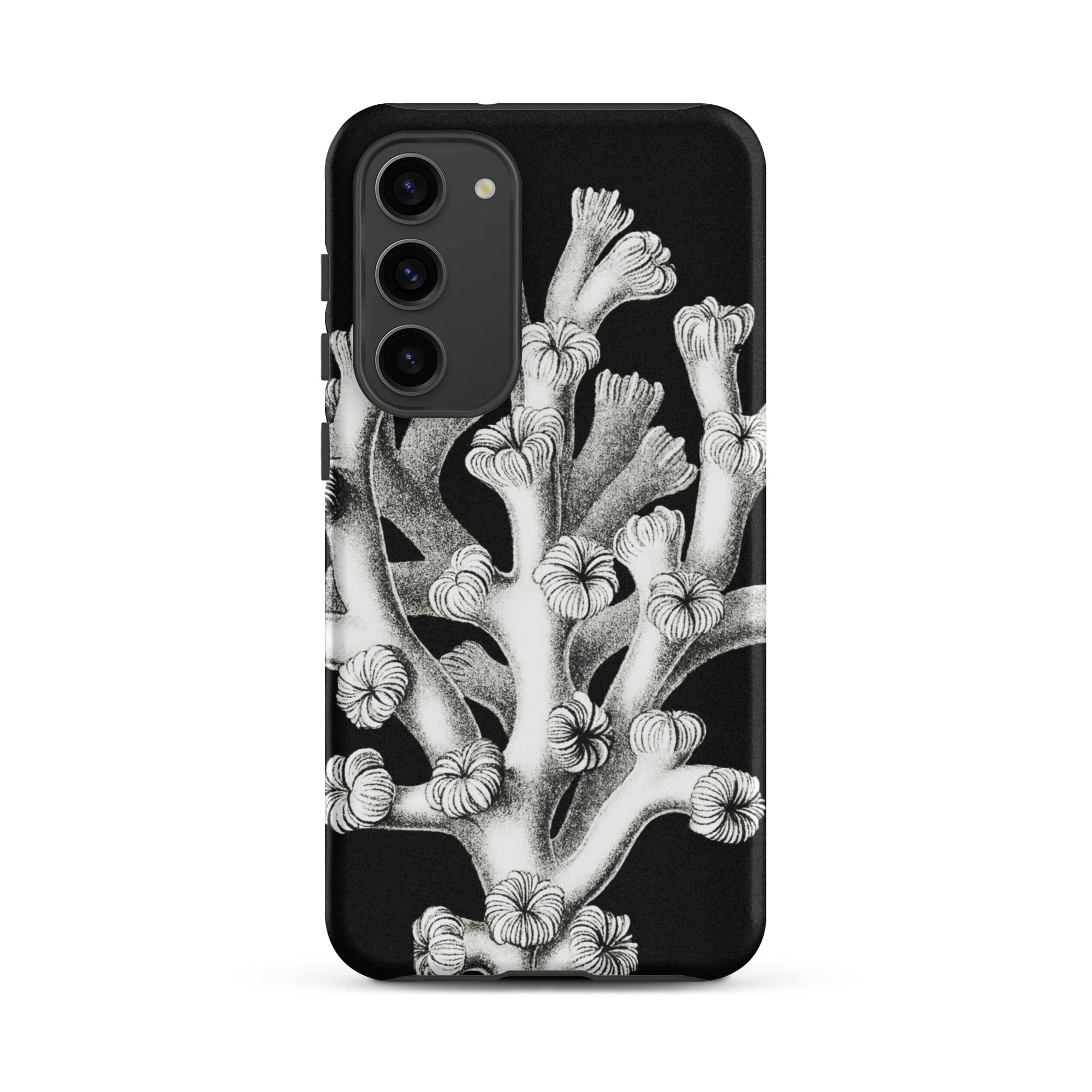 Coral Ernst Haeckel Marine Life Illustration Samsung Case, Galaxy S23 Plus / Matte, Black Phone Case White Coral Illustration