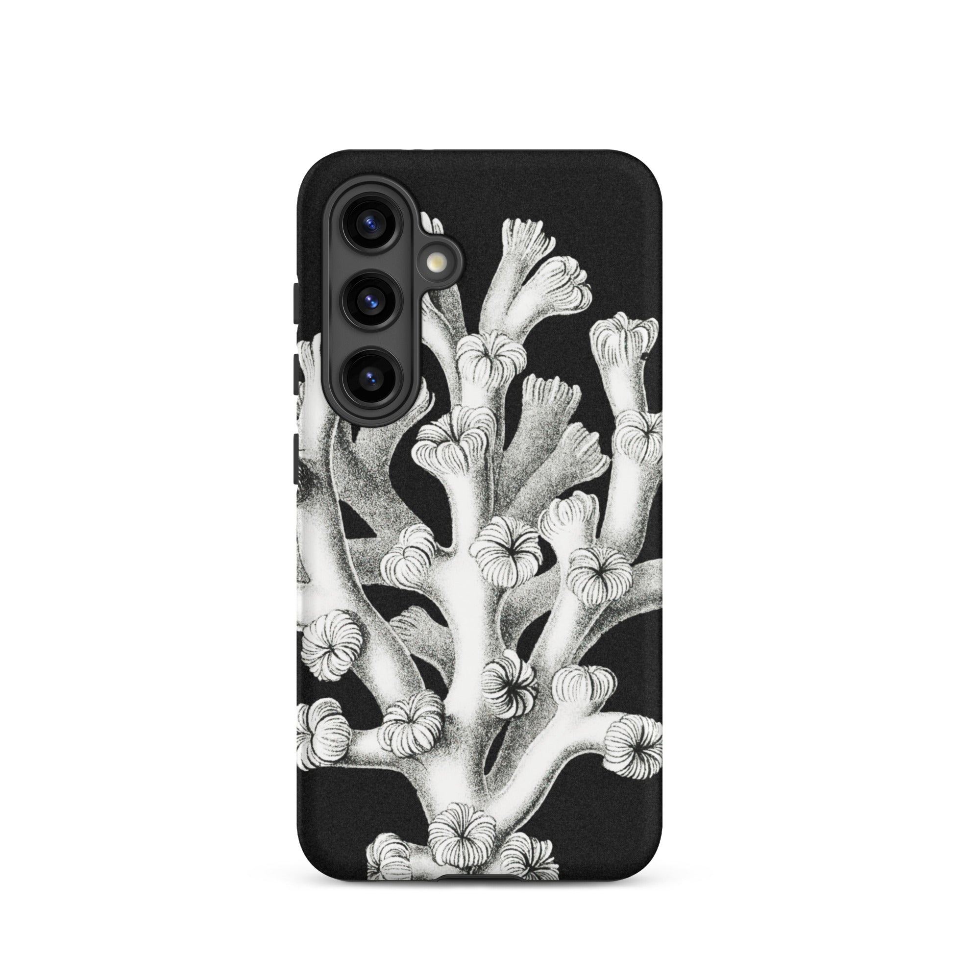 Coral Ernst Haeckel Marine Life Illustration Samsung Case, Galaxy S24 / Matte, Black Phone Case White Coral Illustration