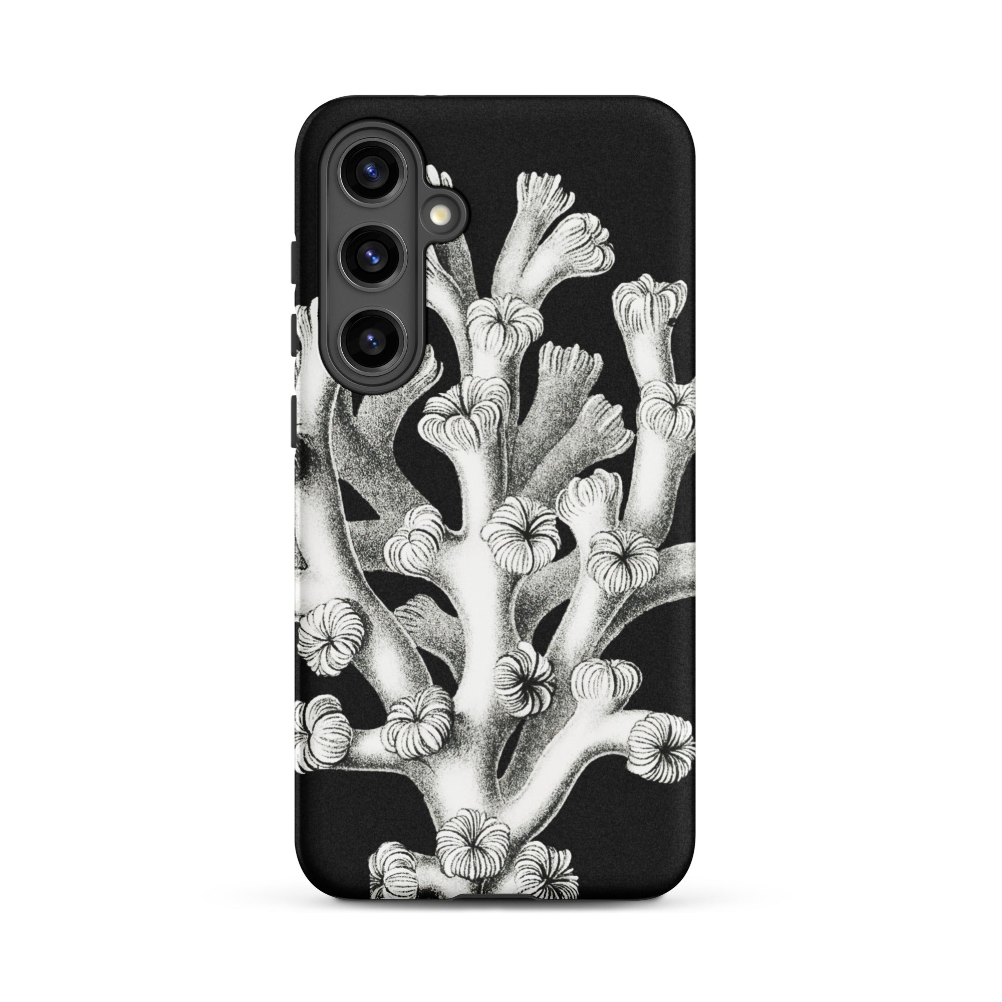 Coral Ernst Haeckel Marine Life Illustration Samsung Case, Galaxy S24 Plus / Matte, Black Phone Case White Coral Design