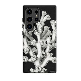 Coral - Ernst Haeckel Marine Life Illustration Samsung Case, Galaxy S24 Ultra / Matte, Black Smartphone Case White Tree-like Coral