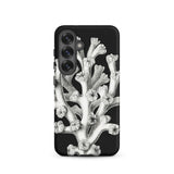 Coral - Ernst Haeckel Marine Life Illustration Samsung Case, Galaxy S25 / Matte, Black Smartphone Case Detailed White Coral Design