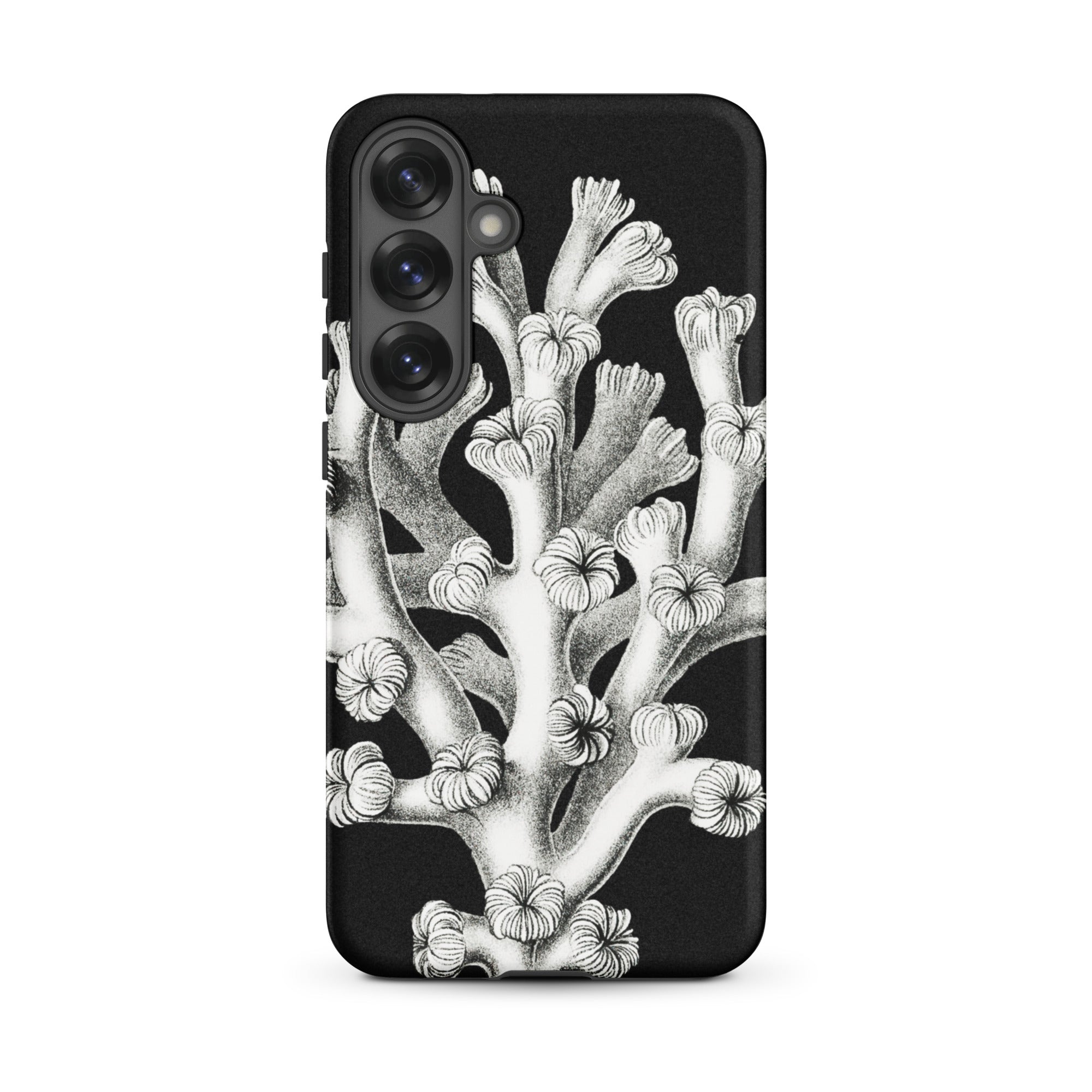 Coral Ernst Haeckel Marine Life Illustration Samsung Case, Galaxy S25 Plus / Matte, Black Phone Case White Coral Illustration