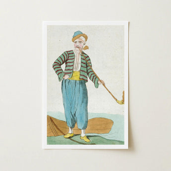 Costume Plate (homme De L’isle Naxia) - Jacques Grasset Saint Sauveur Art Print / Canvas, Saint-sauveur’s, Encyclopédie Des Voyages,