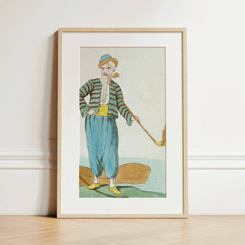 Costume Plate (homme De L’isle Naxia) - Jacques Grasset Saint Sauveur Art Print / Canvas, 12x18’’ / 31x46cm / Natural Frame / Matboard,